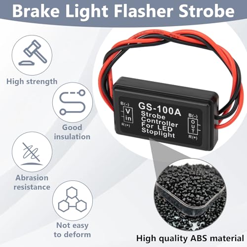 ecocstm 2 PCS GS-100A Brake Light Flasher Strobe, 12V-24V Brake Light Tail Stop Light Flash Strobe, LED Flash Module Flash Strobe Controller for Motorcycles Cars Trucks Brake Light Tail Stop Light
