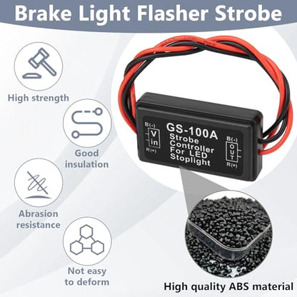 ecocstm 2 PCS GS-100A Brake Light Flasher Strobe, 12V-24V Brake Light Tail Stop Light Flash Strobe, LED Flash Module Flash Strobe Controller for Motorcycles Cars Trucks Brake Light Tail Stop Light