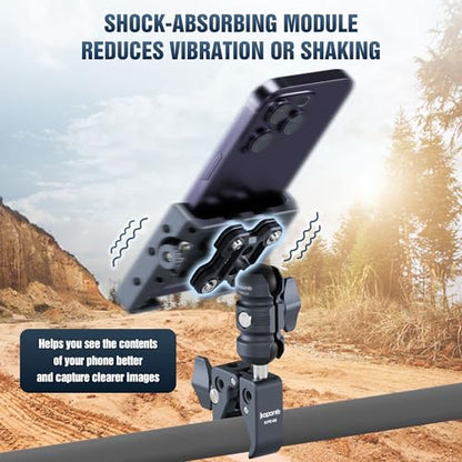 Shock-Absorbing Phone Holder, Handlebar Clamp Base Fits 0.5"-2" Diameter Bars, 25mm Ball & Dual Socket Arm, 360° Rotatable, Universal for iPhone/Android Phones Width 2.56"-3.74" (KPS-13) - color: KPS-13