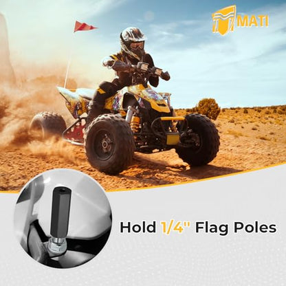 M MATI 2Pcs Quick Release Flag Pole Holder Black Hold 1/4'' Flag Poles for ATV UTV Motorcycle Dirt Bike All Year - color: Black