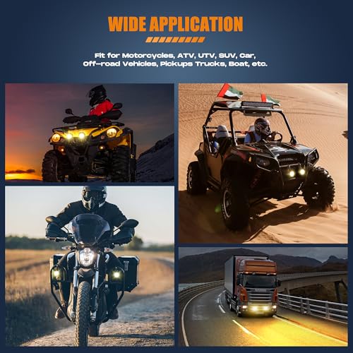 Future Eyes Motorcycle LED Fog Lights, 120W Auxiliary Driving Spotlight, High/Low Beam, Waterproof Off-Road Lights for Night Riding, ATV, UTV, and Motorcycle Headlights