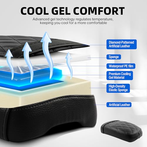 DREAMIZER Cool Gel Motorcycle Rear Passenger Seat Compatible with Honda Rebel 1100 CMX1100 CM1100 2021 2022 2023 2024 2025, Motorcycle Solo Seat Pillion Cushion Pad, Rhombic - style: Rear-Black-Rhombic