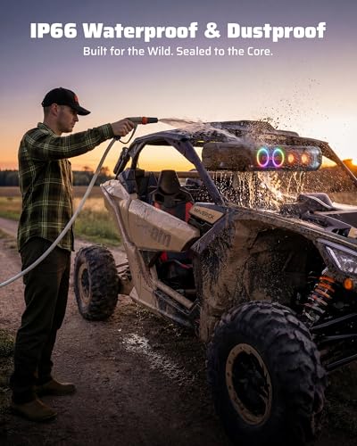 Ehaho 35 Inch 8 Speaker UTV Sound Bar, Bluetooth Golf Cart Speakers [Color Changing RGB & Strobe Light] IP66 Waterproof ATV Speaker System, SXS SoundBar Compatible with Polaris RZR CFmoto Can-Am - size: 35IN