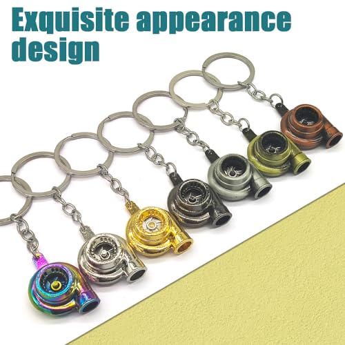 Car Parts Model Key Chains, Car Lovers Key Chain Set, Metal Car Parts Keyring, Universal Turbo Keychain for Car Lovers (K6-Gold), 3.94*0.43inches - color: K6-gold