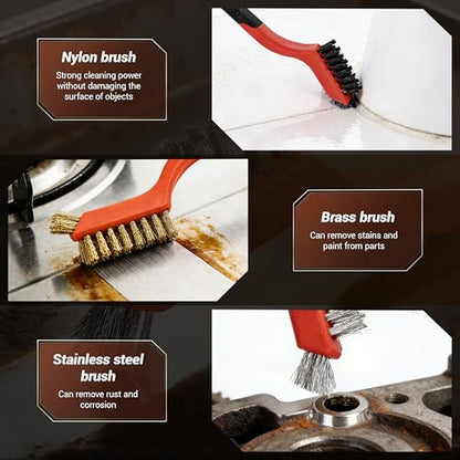 6 Pieces Wire Brushes Set, Nylon/Brass/Stainless Steel Bristles for Cleaning Welding Slag and Rust,Scratch Brush with Mini Head & Hanging Hole for Everyday Cleaning (12, Combo Pack) - color: combo pack
