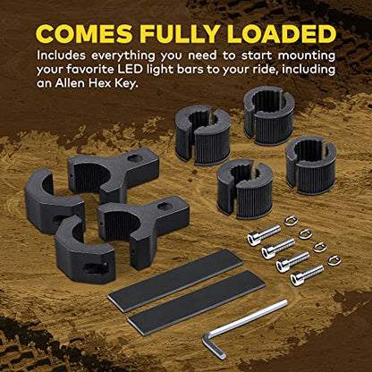 LAMPHUS Off-Road ATV UTV Light Bar Mounts Mounting Bracket Mini Bar Clamp Kits [0.75"/1"/1.25" Inch] [Vertical Bar] [Aluminium] [2 Unit] Bull Bar UTV Roll Bar Clamp Tube Roll Cage Clamps Mount - size: 2 Pack, style: Vertical Bar