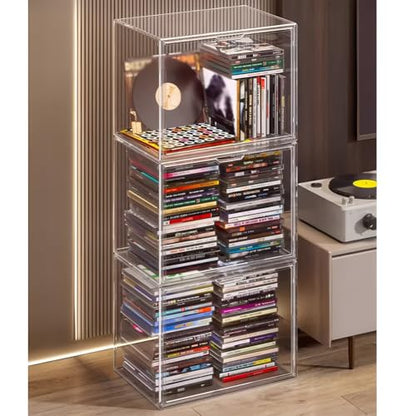 Zfmnoyev Motorcycle Helmet Storage Rack with Magnetic Door, Clear Acrylic Organizer Box Display Case, Floor-Standing Hat Rack Organizer Stand, for Figures Books Handbags Purses Boots Ball
