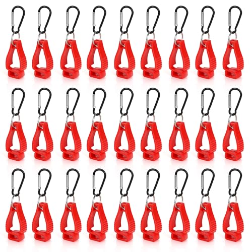 30 PCS Red Glove Clips for Work Glove Holders, Safety Clip Glove Keeper, Gloves Grabber Clips, Gloves Belt Clips for Worker Construction