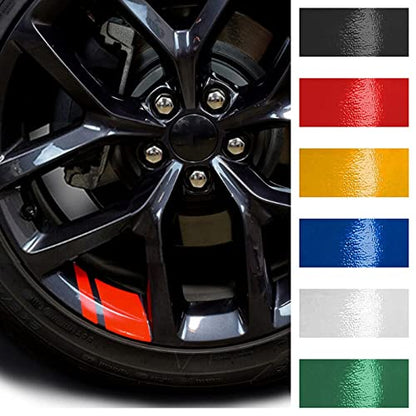 Kemaily Wheel Decals Hash Stripe Stickers Fits 18''- 21'' Wheels, 6Pcs Reflective Car Wheel Rim Decal Stripes Decoration Accessories (Red)