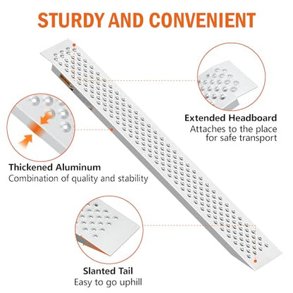 Aluminum Shed Ramp 2PCS, 880 LBS Capacity 59.8" x 8.5" Loading Ramps, Lightweight Sturdy Anti-Slip Ramps with Punch Plate Surface for Lawn Mower, Bike, Hand Truck, Motorcycle - size: 880 lbs - 59.8" L