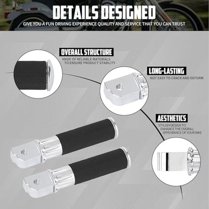 Motorcycle Passenger Foot Pegs Rear Footrest Fit for Softail Breakout 114 FXBR Deluxe FLFB Low Rider FXLR Street Bob FXBB FXDR LiveWire (Chrome) - color: Chrome