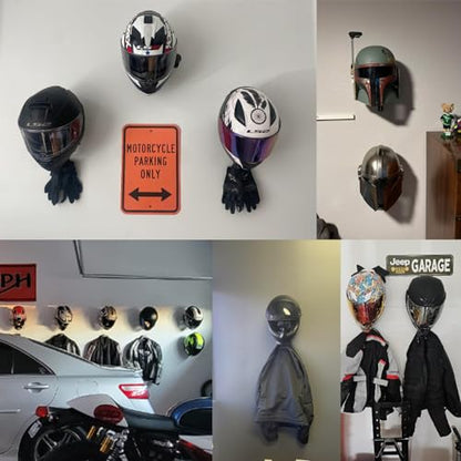 Helmet Holder Wall Mount, Motorcycle Helmet Rack with 2 Hooks - Hanger for Bike Coats, Caps, Sports Gear - color: Black 1 Pcs