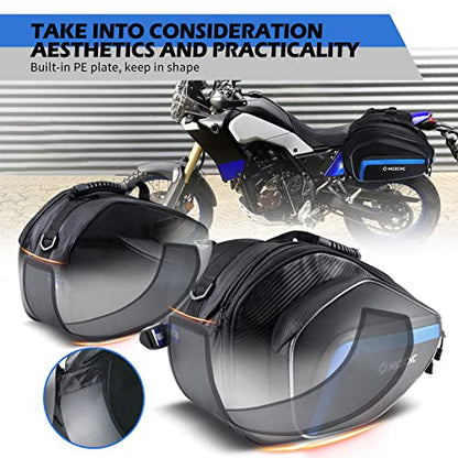 NICECNC Motorcycle Saddlebags, 50L Saddle Bags Motorcycles Throw Over Side Bags Compatible with Harley Honda Suzuki Yamaha Adventure Street Glide Dual Sport, Blue - color: Blue