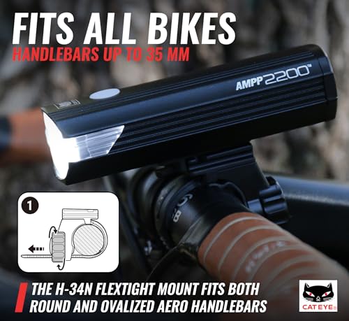 CATEYE AMPP USB Rechargeable Bike Light – High Visibility Super Bright OptiCube™ Headlight for Commuters, Road Cyclists & Mountain Bikers, Day & Night Riding Modes, IPX4 Waterproof, Tough & Durable - style: Ampp2200