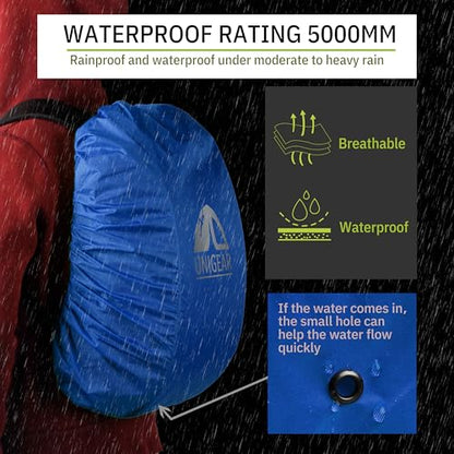 Unigear Backpack Rain Cover Waterproof Rating 5000mm, Ultraportable and Durable with 2 Anti-Slip Buckle Strap, Integrated Carry Pouch Design - color: Blue, size: Small