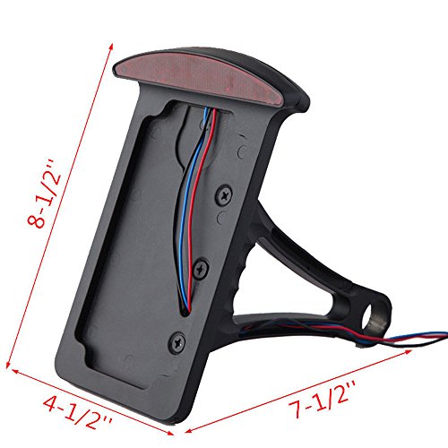 Motorcycle Bobber Custom Side Mount License Plate Frames Brake Tail Light Chrome - color: Black