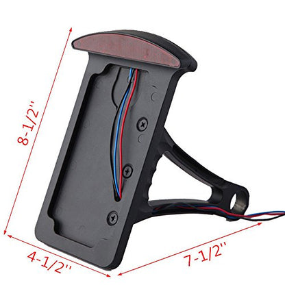 Motorcycle Bobber Custom Side Mount License Plate Frames Brake Tail Light Chrome - color: Black