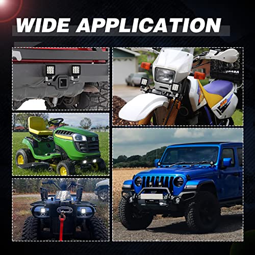 2 Inch Pod Lights 2PCS 54W Motorcycle Driving Fog Light Spot LED Work Light Bar Square LED Cubes Light Pods Reverse Lights for Offroad Jeep F150 Silverado Trucks UTV ATV Dirtbike Boats - color: White