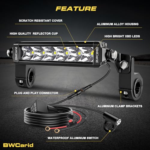 Dirt Bike Light Bar Plug and Play Motorcycle LED Headlight Bar Kit Waterproof with Switch Wiring Harness Bracket for 7/8" 22mm Handlebars SSR110 CRF110 KLX110 140 KX250 TTR110 YZ125 ATV