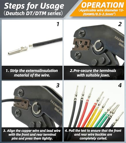 216 PCS DT Connector Kit with Ratcheting Wire Crimper for Deutsch Connector, 2 3 4 6 8 12 Pin Connectors Automotive Electrical Connectors With Size 16 Stamped Contacts & Accessories