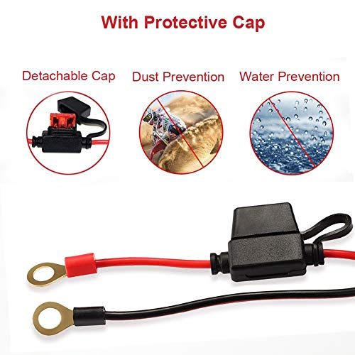 iMESTOU 2FT SAE O Ring Terminal Harness with 10A Fused 2-Pin Quick Disconnect Plug (2PCS-Pack) … - color: 2PCS-Pack