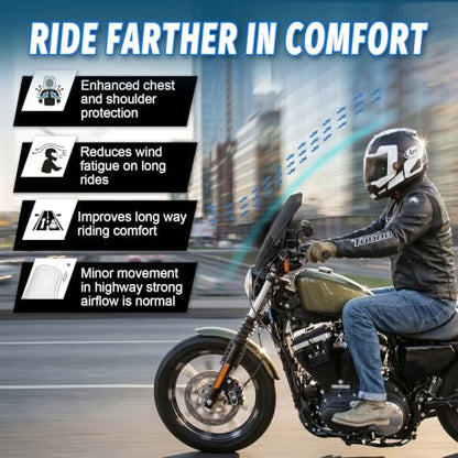 Motorcycle Universal Windshield 16.7” Windscreen Compatible with Yamaha Harley Honda Kawasaki Suzuki BMW Vulcan Cruiser Wind Deflector with 7/8" 1" 1 1/8" Handlebars, Black - color: Black