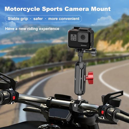 Camera Clamp Mount, Super Camera Clamp Mount Double Ball Head Magic Arm Adapter with U-Shaped for Motorcycle Handlebar Mounts & Aluminum Alloy Bike Handlebar Bracket - 360° Rotating, 78003 - size: Large(21-32mm)