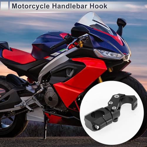 Motoforti Adjustable Universal Motorcycle Hanging Hook Rectangle Motorcycle Helmet Luggage Bag Holder Hanger for Scooters Bicycles Aluminum Alloy Black 1 Set 108mm