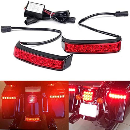 Eagle Lights Saddle-Lights Vivid Black Saddle Bag LED Lights for 2014 to Current Harley Davidson Touring Models - color: Black with Red Lens