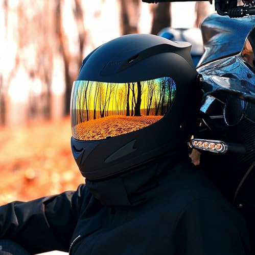 1STORM Motorcycle Bike Full FACE Helmet Mechanic - color: Anti Fog Matt Black