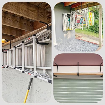 Overhead Garage Storage Rack, Heavy Duty Ceiling Storage Hooks Utility Hanger for Lumber Ladder Bike & Other Bulky Items (4) - size: 12inch