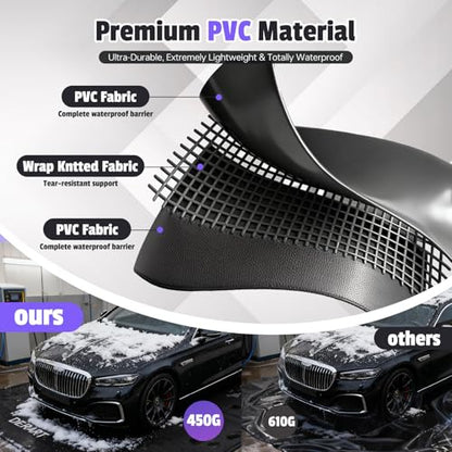 Heavy Duty Garage Floor Mat & Waterproof Drip Pan - 8'6"x20' PVC Floor Protection for Melting Snow, Oil, Mud, DIY Projects | Reinforced Edges, Lightweight, Easy Clean for Car, Truck, SUV - size: 8'6" x 20'