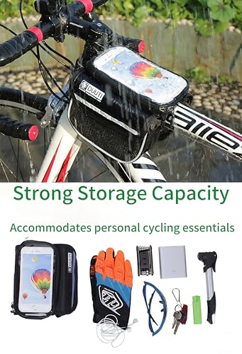Bike/Bicycle Bag,Bike Phone Holder Mount Bag,Touchscreen Bike Phone Mount under 6.8”,Waterproof, Bicycle Accessories Frame Storage Bag(Red) - color: Red