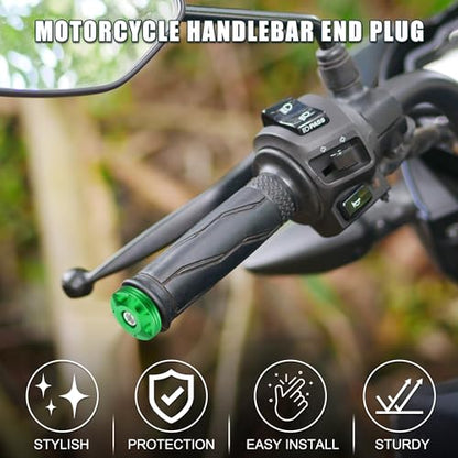 Motorcycle Handlebar End Plug Aluminum Alloy 18mm-20mm 0.71"-0.79" 32mm OD Fashionable | Front Handle Bar Grips Cap Gear Balanced Plug Green 1 Pair