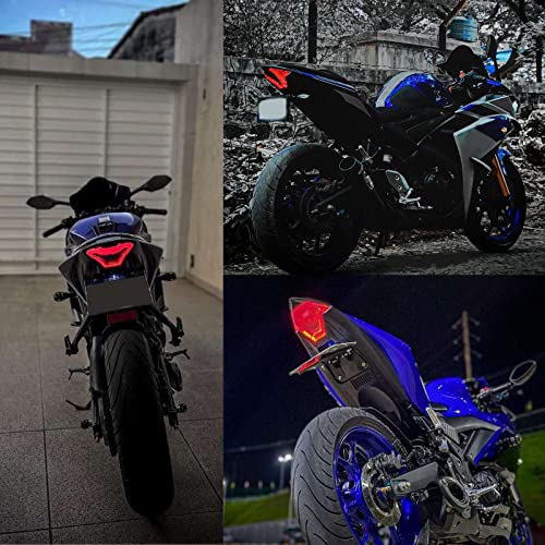 JMTBNO Motorcycle Brake Light Tail Lamp with LED Turn Signals Compatible with Yamaha YZF R3 R25 Y15ZR MT07 FZ07 LC150 - color: Black