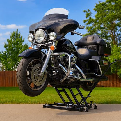 Black Widow Motorcycle and ATV Lift Jack Stand, Hydraulic Operation for Garage Storage and Lifting Vehicles up to 1,500 Pounds, Black