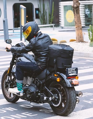 KEMIMOTO Motorcycle Tail Bag, Dual Use Motorcycle Rear Seat Bag with Waterproof Rain Cover, 25L-45L Expandable Motorbike Helmet Bag Luggage Storage Backpack - size: 25L-45L