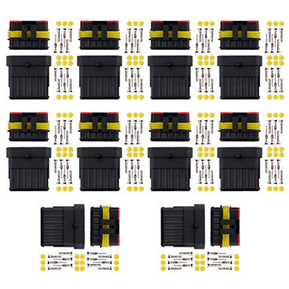 MUYI 10 Kit 6 Pin Way Waterproof Electrical Connector 1.5mm Series Terminals Water Resistend - style: 6pin connector(10 sets)