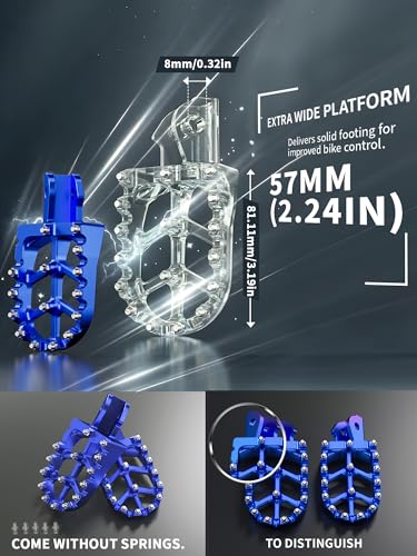 JFG RACING Dirt Bike Foot Pegs,7075 Aluminum CNC Pedals Rests for Surron Light Bee X and S/E Ride Pro S SS SR/CRF150F CRF230F 03-19/CRF250F 19-24/XR150L 15-24/KDX200 83-94-Blue - color: blue