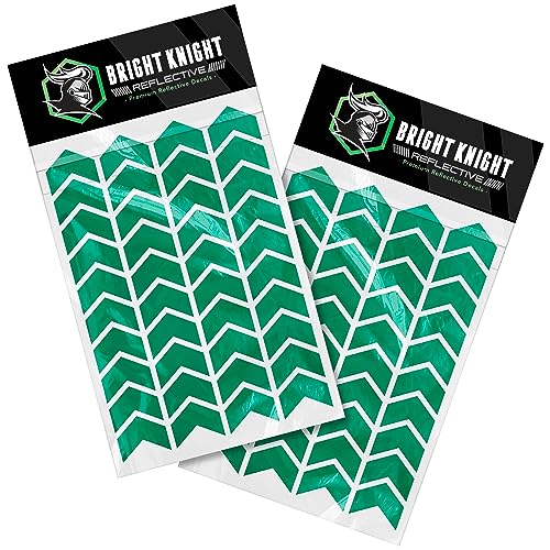 Bright Knight Decals Chevron Hard Hat Reflective Stickers, 1" Green Acyclic Adhesive Vinyl Tape with 3M Reflector, Bicycle Helmet Reflective Tape Outdoor Waterproof for High-Visibility at Night, 2pk - color: Green, size: 2 pk