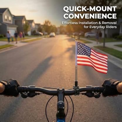 Adjustable Bike Bicycle Motorcycle Flag Pole Mount: Universal Stainless Steel Flagpole Bracket Hitch Rack - Flagpole Holder for Harley, Dirt Bike, Bicycle Accessories 63in Retractable Poles Stand