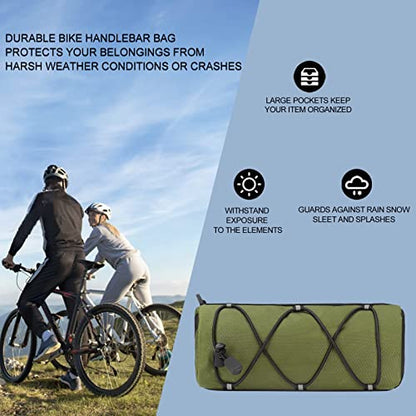 KOSIBATE Bike Handlebar Bag - Bicycle Frame Bag with Shoulder Strap, Mountain & Road Bikes (Green) - color: Green