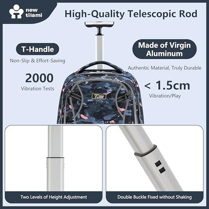 NEW TILAMI 20" Rolling Backpack for Teens Adults, Climbing Stairs Waterproof Backpack with Wheels for School Business Trave Camping with Laptop Compartment, Fit 17 Inch Laptop, Grey Stone - color: Grey Stone