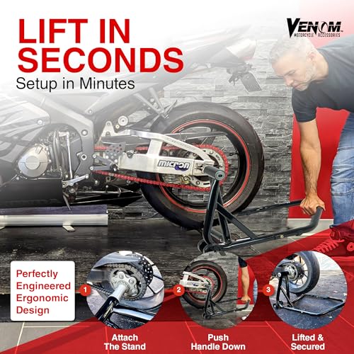Venom Single Sided Swingarm Motorcycle Stand Lift with 40.7 mm pin, Motorcycle Wheel Stand, Motorcycle Rear Stand, Lifting Accessories, Compatible with Ducati & Triumph Models