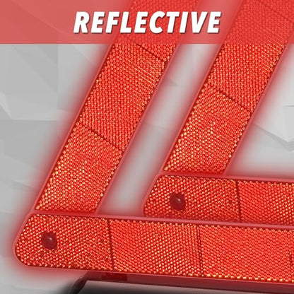 CARTMAN 3 Pack Warning Triangle Reflective Warning Road Safety Triangle Kit with Reinforced Cross Base and Carrying Case - size: Cross Base