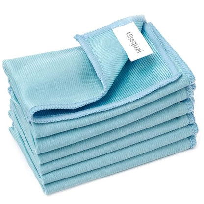 6 Pcs Glass Cleaning Cloth for Window Eyeglass Mirrors Stainless Steel - color: Blue