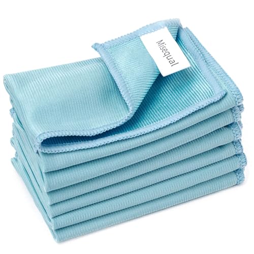 6 Pcs Glass Cleaning Cloth for Window Eyeglass Mirrors Stainless Steel - color: Blue