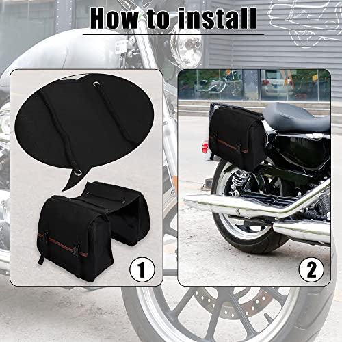 X AUTOHAUX 1Pair Motorcycle Saddlebag Side Tool Bags Cycling Motorcycle Luggage Bag Quick Release Buckle Waterproof Canvas Black 35.83''x15.35'' Travel Bag