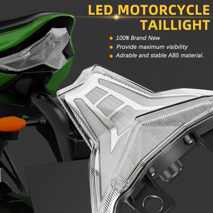 JMTBNO motorcycle LED Tail Light Brake Lights with LED Turn Signals Integrated Compatible with 2019-2023 KAWASAKI Ninja ZX-6R ZX-10R - color: Smoke-Ninja