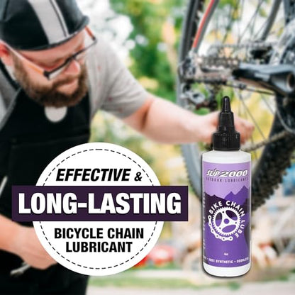 Slip 2000 Bike Chain Lube, Bicycle Chain and Cable Lubricant, Pure Synthetic Oil for All Bikes, Reduces Friction and Wear, Corrosion and Rust Protection, 4 Ounce